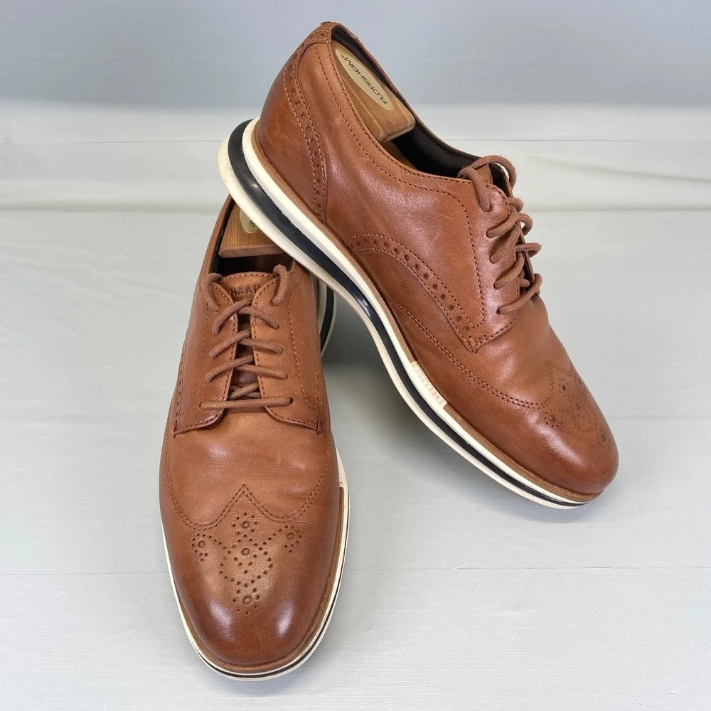 Cole Haan Energy One Wingtip Oxford Shoes Mens Size 8.5 M Brown Leather Lace Up